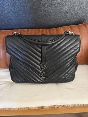YSL Large College Chevron Shoulder Bag